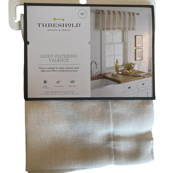 Threshold Light-Filtering Valance 54” x 15” Bonaire Natural NWT Farmhouse - Picture 1 of 6